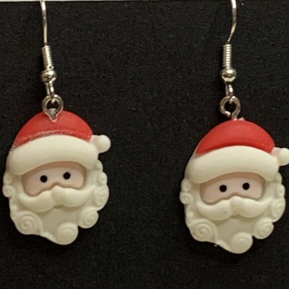 Santa Earrings, Santa Claus Earring, Christmas Earrings, Gift Idea, Holiday - Picture 2 of 5